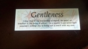 I stay close to my real feeling of myself.  So quiet, so sensitive to the being of others...As a master I can never hurt someone's feelings due to being out of touch with my own. 
